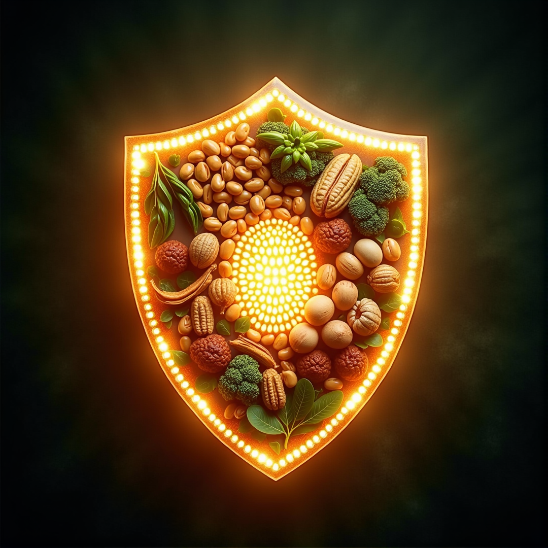 Protective shield over healthy foods – GlucoShieldPro lifestyle