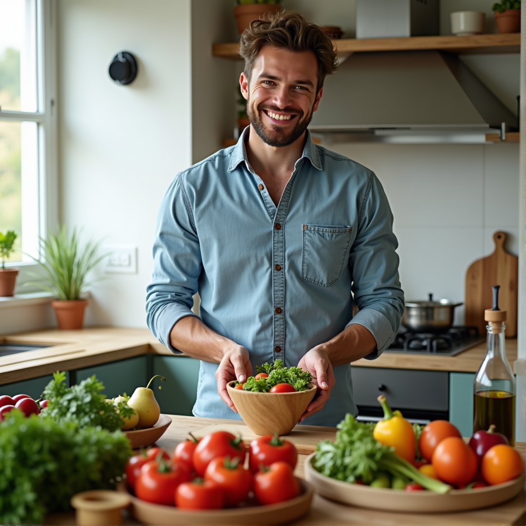 Man preparing fresh salad – Free Sugar Pro lifestyle